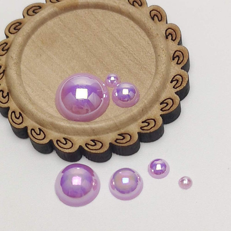 Chenkou Craft 3000PCS 1 Box Purple Round Flatback Imitation Half Pearls Bead Loose Beads Gem (Purple Half Ball) - Image 2